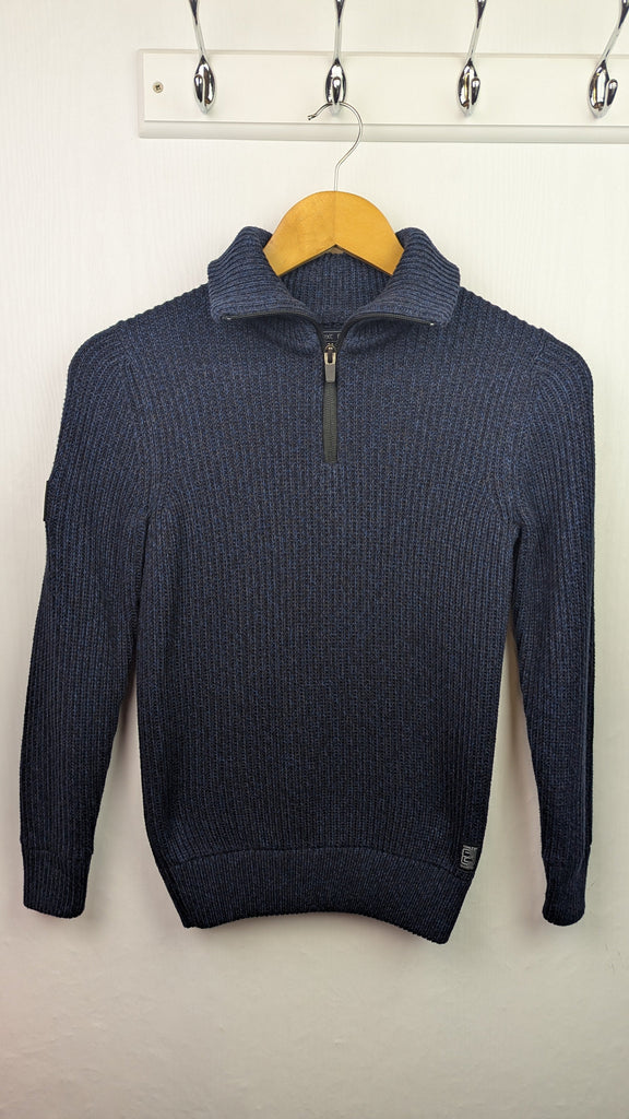 Next Navy & Blue Half Zip Jumper - Boya 10 Years Little Ones Preloved Used, Preloved, Preworn & Second Hand Baby, Kids & Children's Clothing UK Online. Cheap affordable. Brands including Next, Joules, Nutmeg Morrisons, TU, F&F, H&M.