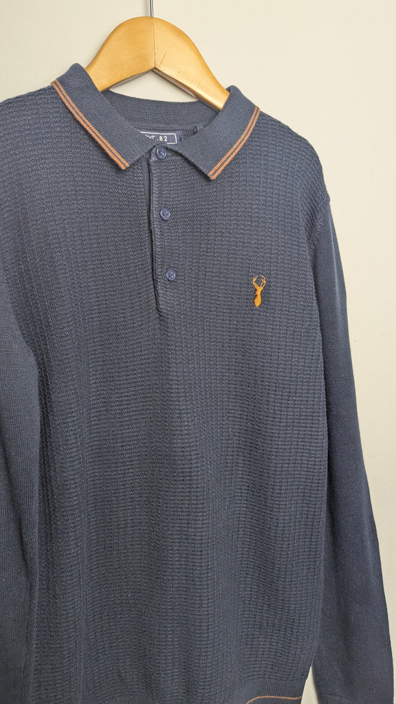 Next Navy & Brown Long Sleeve Top - Boys 9 Years Little Ones Preloved Used, Preloved, Preworn Baby, Girls & Boys Clothes. Kids & Children's second hand Clothing UK Online. Cheap affordable. Brands including Next, Joules, Nutmeg Morrisons, TU, F&F, H&M.