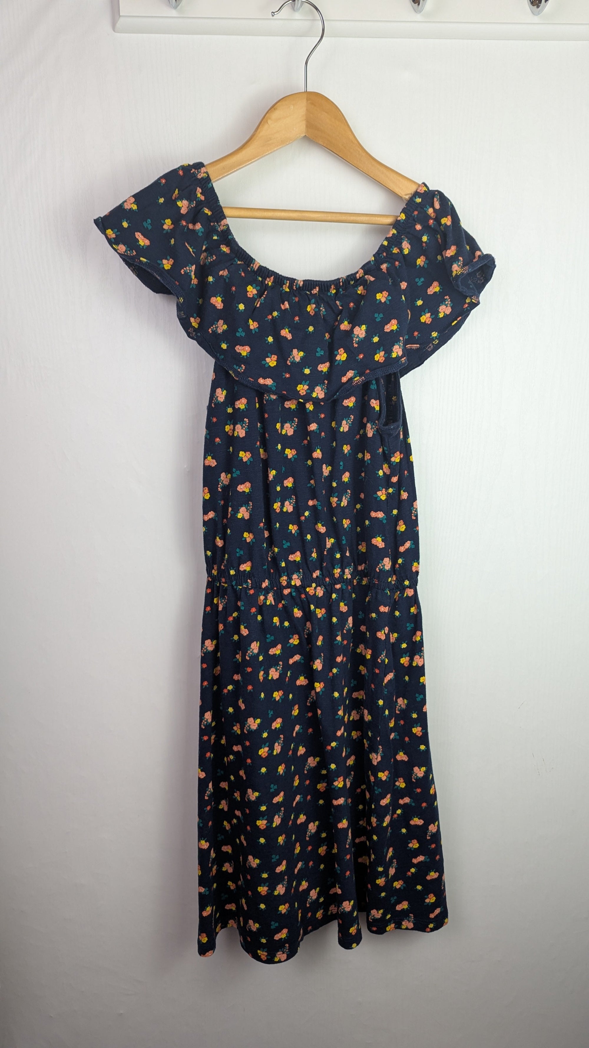Next Navy Floral Ruffle Shoulder Dress - Girls 12 Years - Little Ones Preloved. Second Hand Children's & Preloved Baby, Kids, Girls & Boys Clothes. UK online