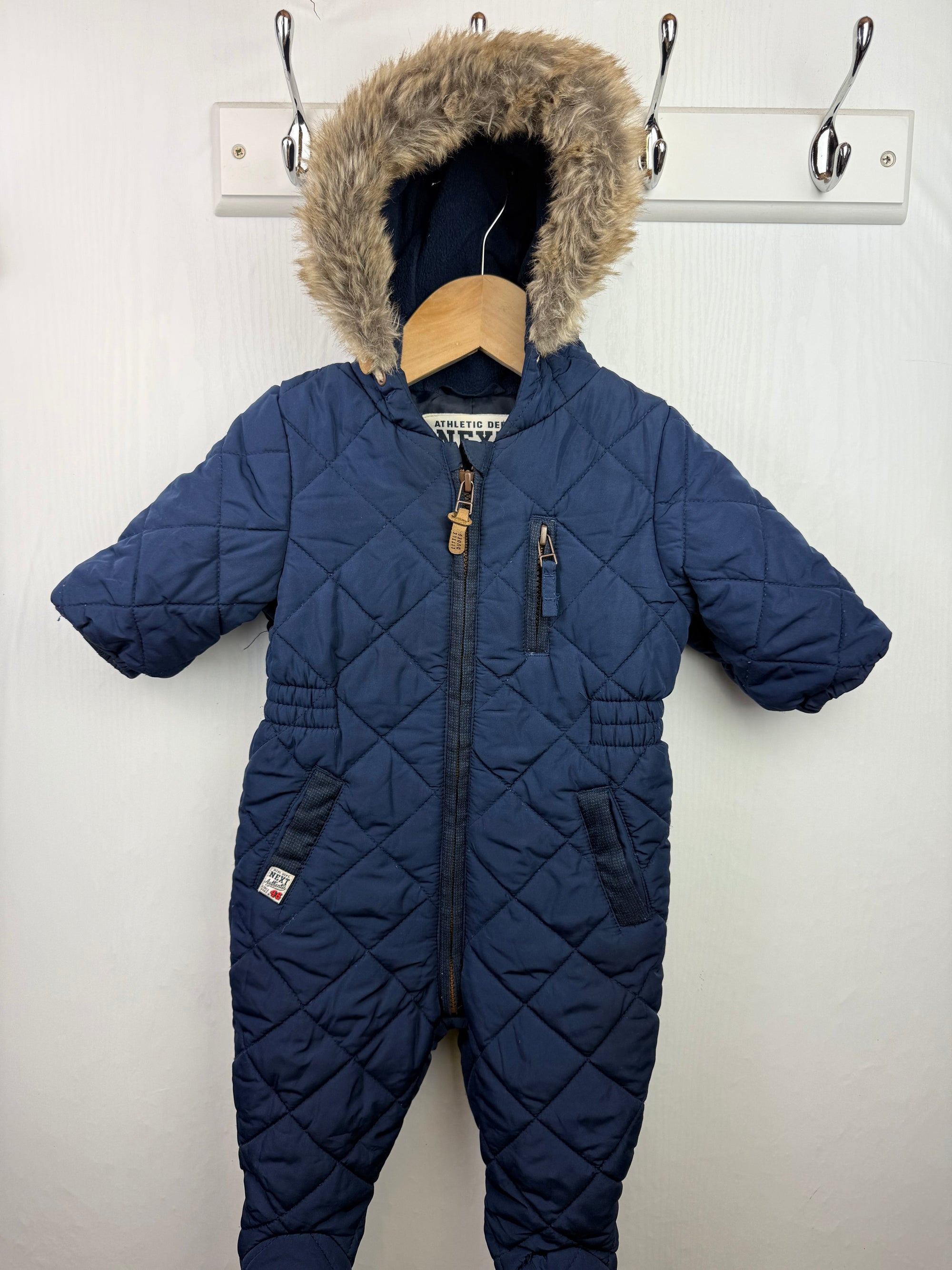 Next Navy Quilted Pramsuit - Baby Boys 3 - 6 Months - Little Ones Preloved. Second Hand Children's & Preloved Baby, Kids, Girls & Boys Clothes. UK online