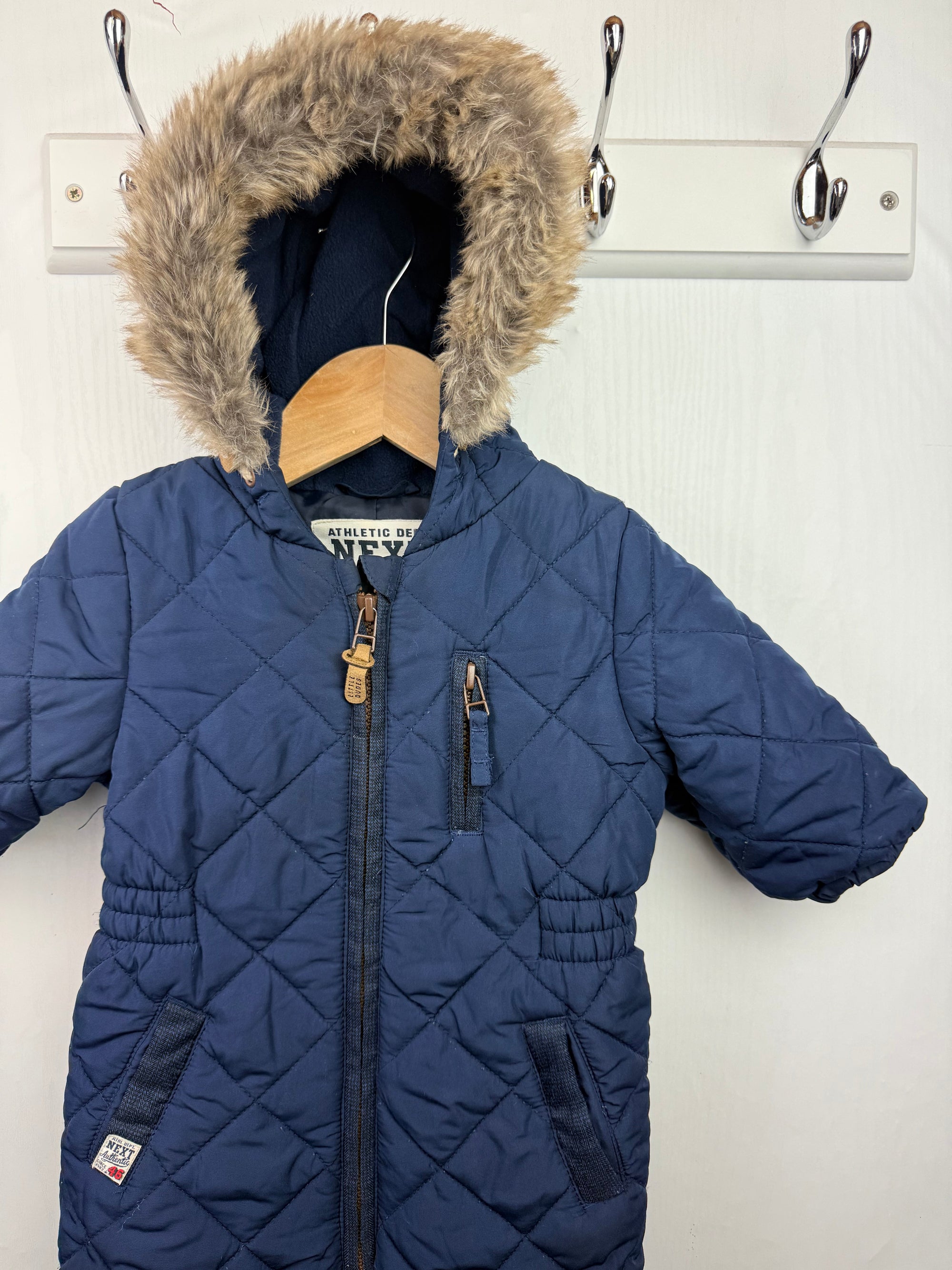 Next Navy Quilted Pramsuit - Baby Boys 3 - 6 Months - Little Ones Preloved. Second Hand Children's & Preloved Baby, Kids, Girls & Boys Clothes. UK online