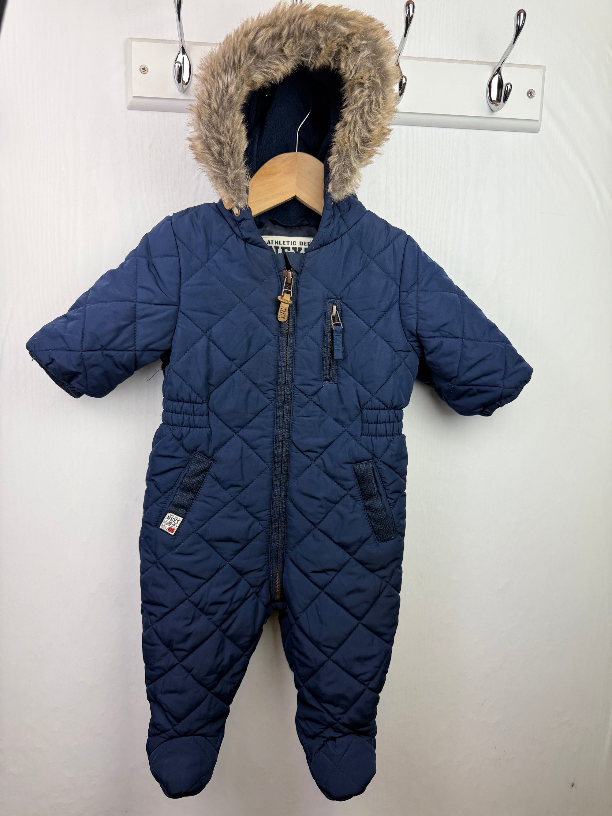 Next Navy Quilted Pramsuit - Baby Boys 3 - 6 Months - Little Ones Preloved. Second Hand Children's & Preloved Baby, Kids, Girls & Boys Clothes. UK online