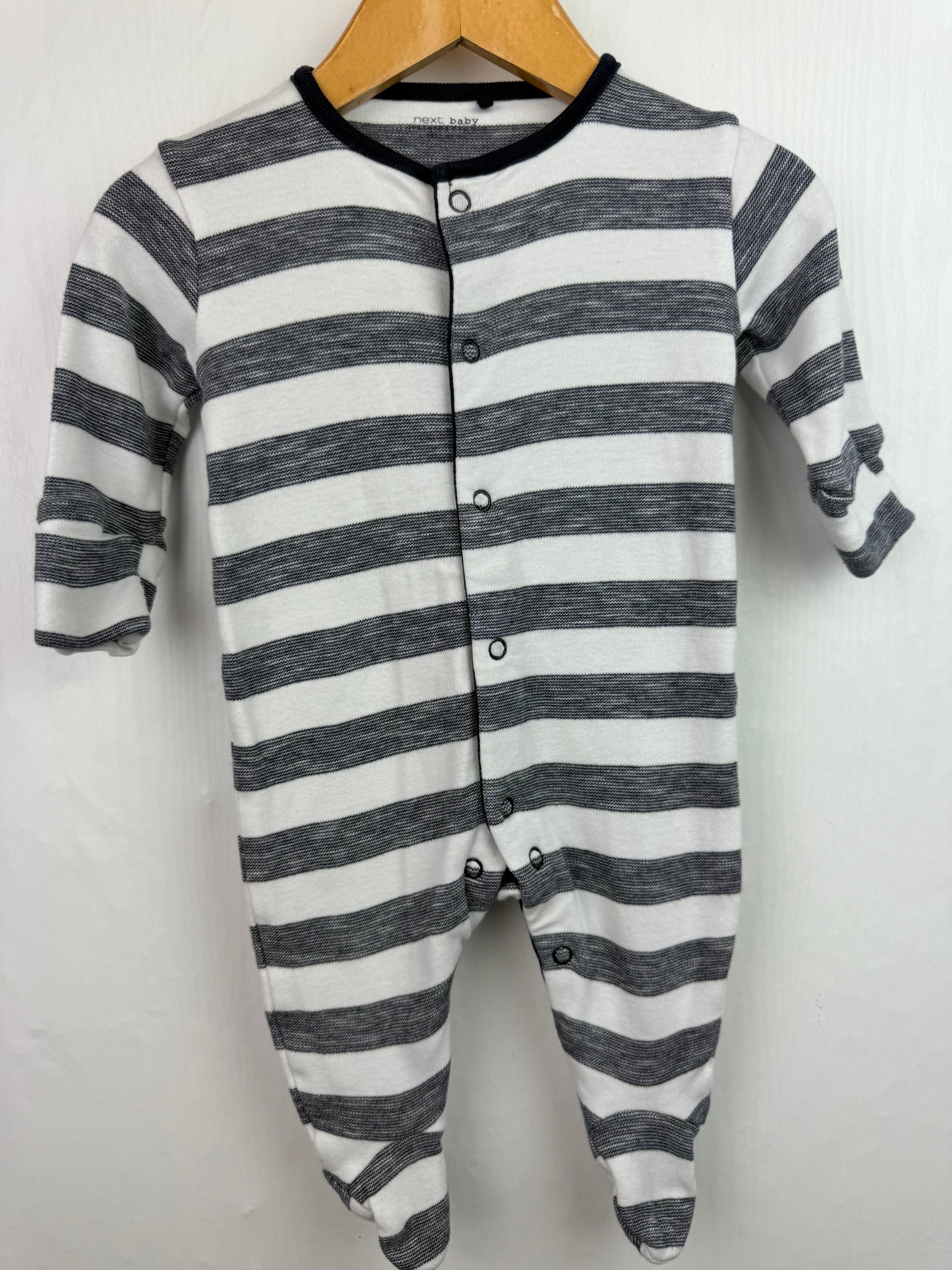 Next Navy Striped Sleepsuit - Boys 0 - 3 Months - Little Ones Preloved. Second Hand Children's & Preloved Baby, Kids, Girls & Boys Clothes. UK online
