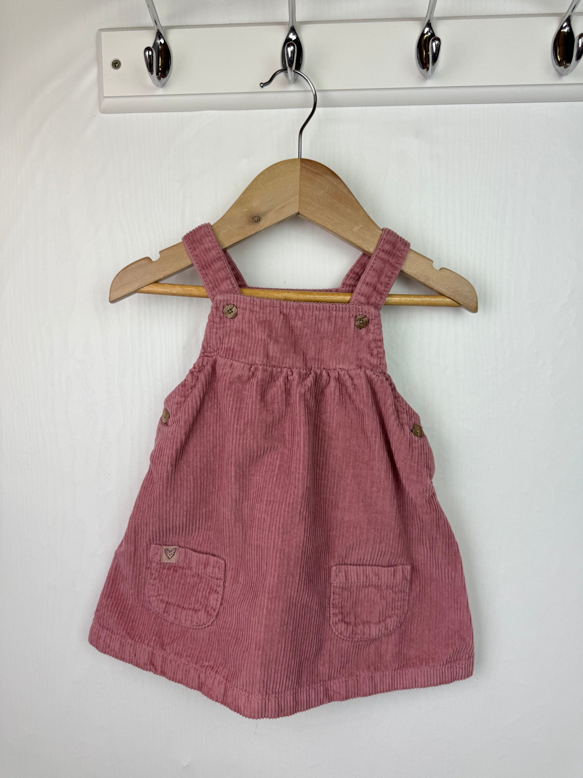 Next Pink Cord Pinafore Dress - Girls 6 - 9 Months - Little Ones Preloved. Second Hand Children's & Preloved Baby, Kids, Girls & Boys Clothes. UK online