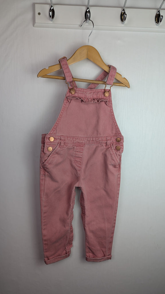 Next Pink Denim Dungarees - Girls 18-24 Months Little Ones Preloved Used, Preloved, Preworn Baby, Girls & Boys Clothes. Kids & Children's second hand Clothing UK Online. Cheap affordable. Brands including Next, Joules, Nutmeg Morrisons, TU, F&F, H&M.