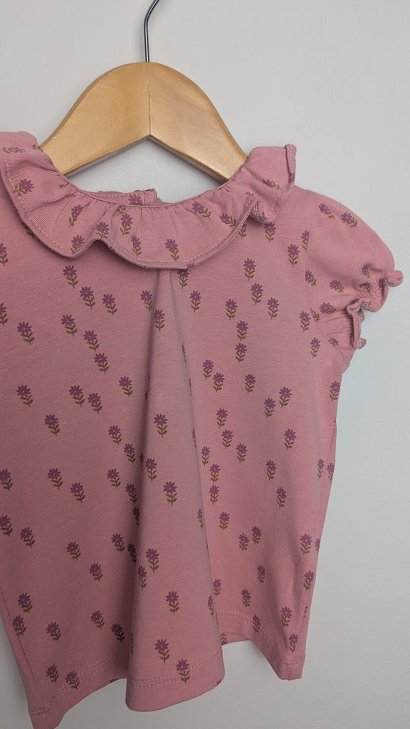 Next Pink Floral Collar Top - Girls 3-6 Months Little Ones Preloved Used, Preloved, Preworn & Second Hand Baby, Kids & Children's Clothing UK Online. Cheap affordable. Brands including Next, Joules, Nutmeg Morrisons, TU, F&F, H&M.