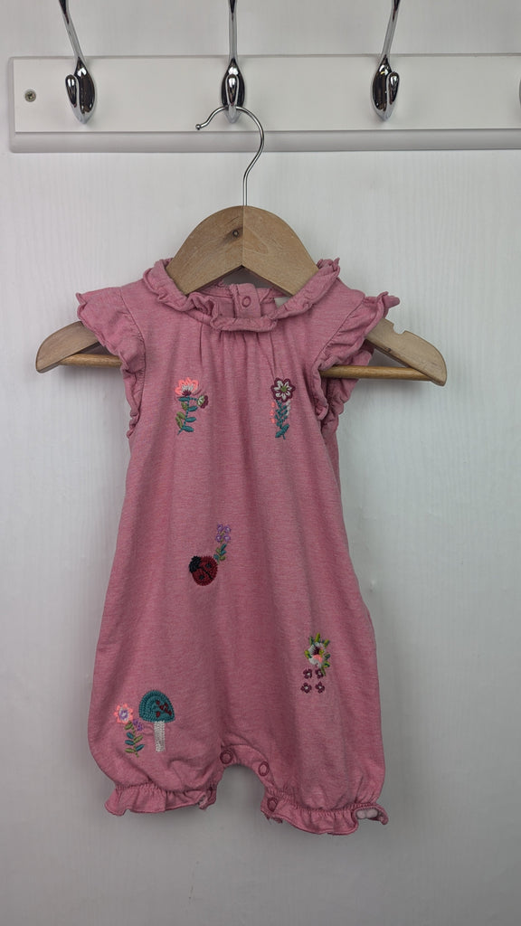 Next Pink Floral Lady Bird Romper - Girls 3-6 Months Little Ones Preloved Used, Preloved, Preworn & Second Hand Baby, Kids & Children's Clothing UK Online. Cheap affordable. Brands including Next, Joules, Nutmeg Morrisons, TU, F&F, H&M.