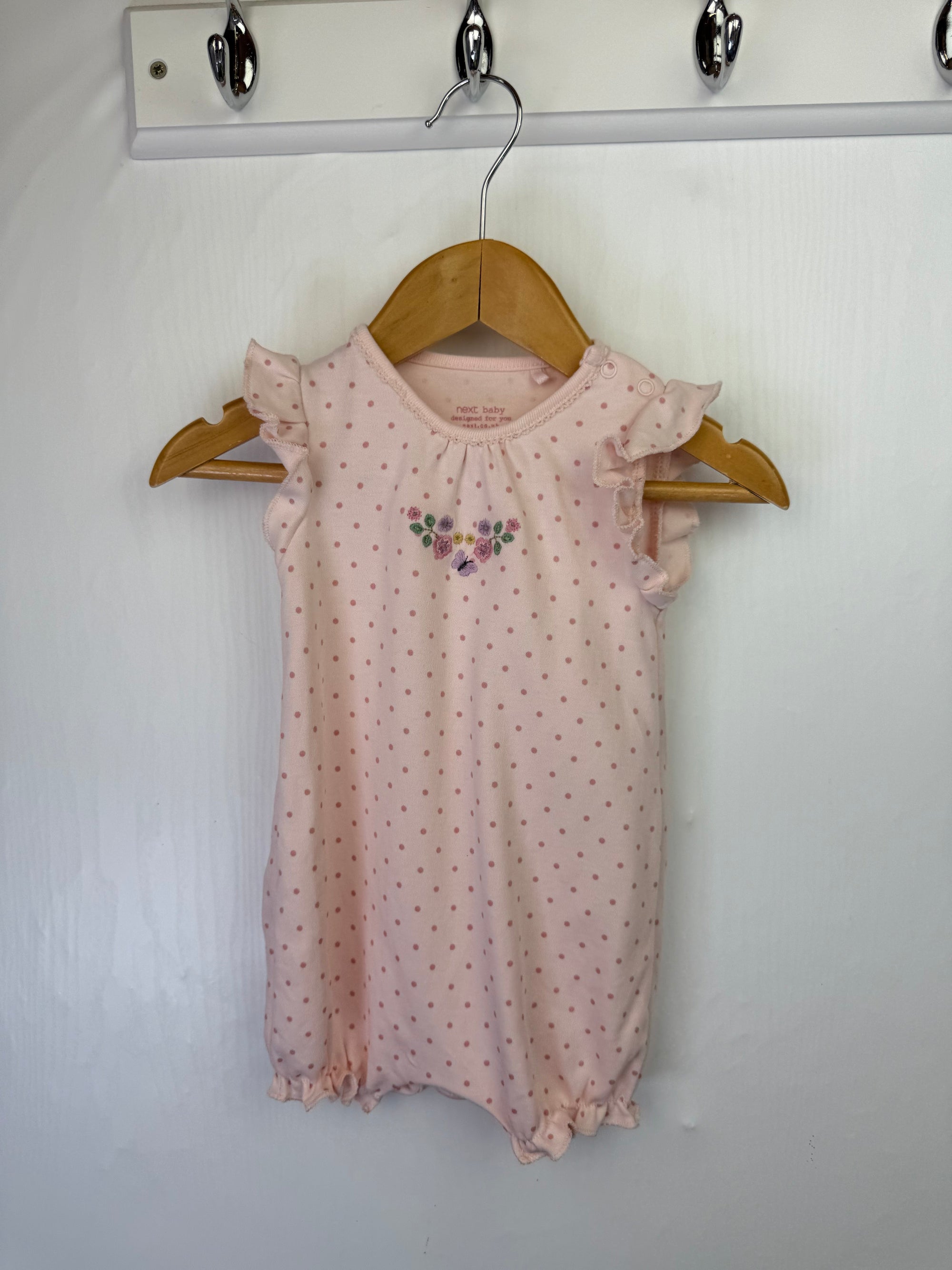 Next Pink Floral Romper - Baby Girls 0 - 3 Months - Little Ones Preloved. Second Hand Children's & Preloved Baby, Kids, Girls & Boys Clothes. UK online