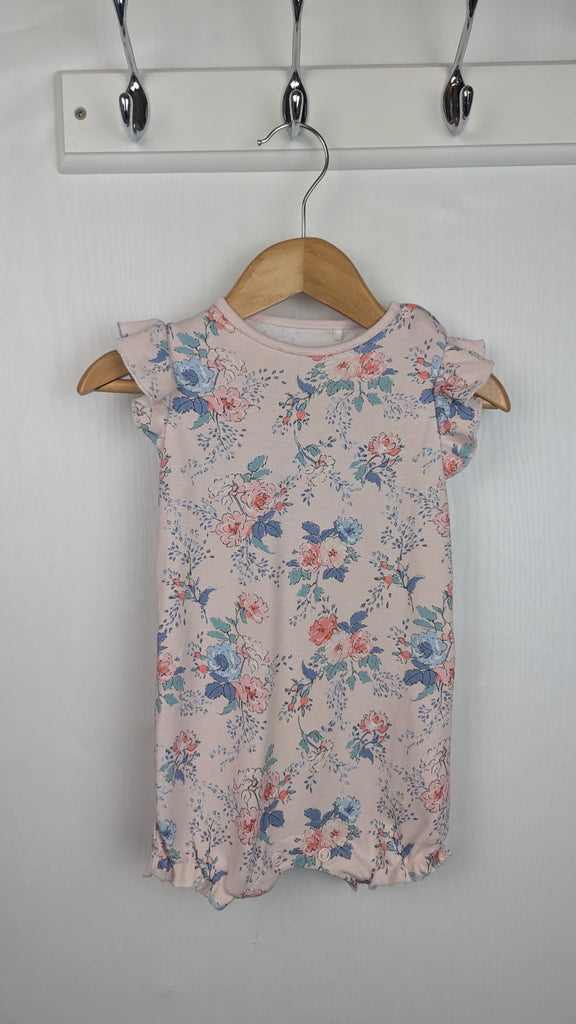 Next Pink Floral Romper - Girls 3-6 Months Little Ones Preloved Used, Preloved, Preworn Baby, Girls & Boys Clothes. Kids & Children's second hand Clothing UK Online. Cheap affordable. Brands including Next, Joules, Nutmeg Morrisons, TU, F&F, H&M.