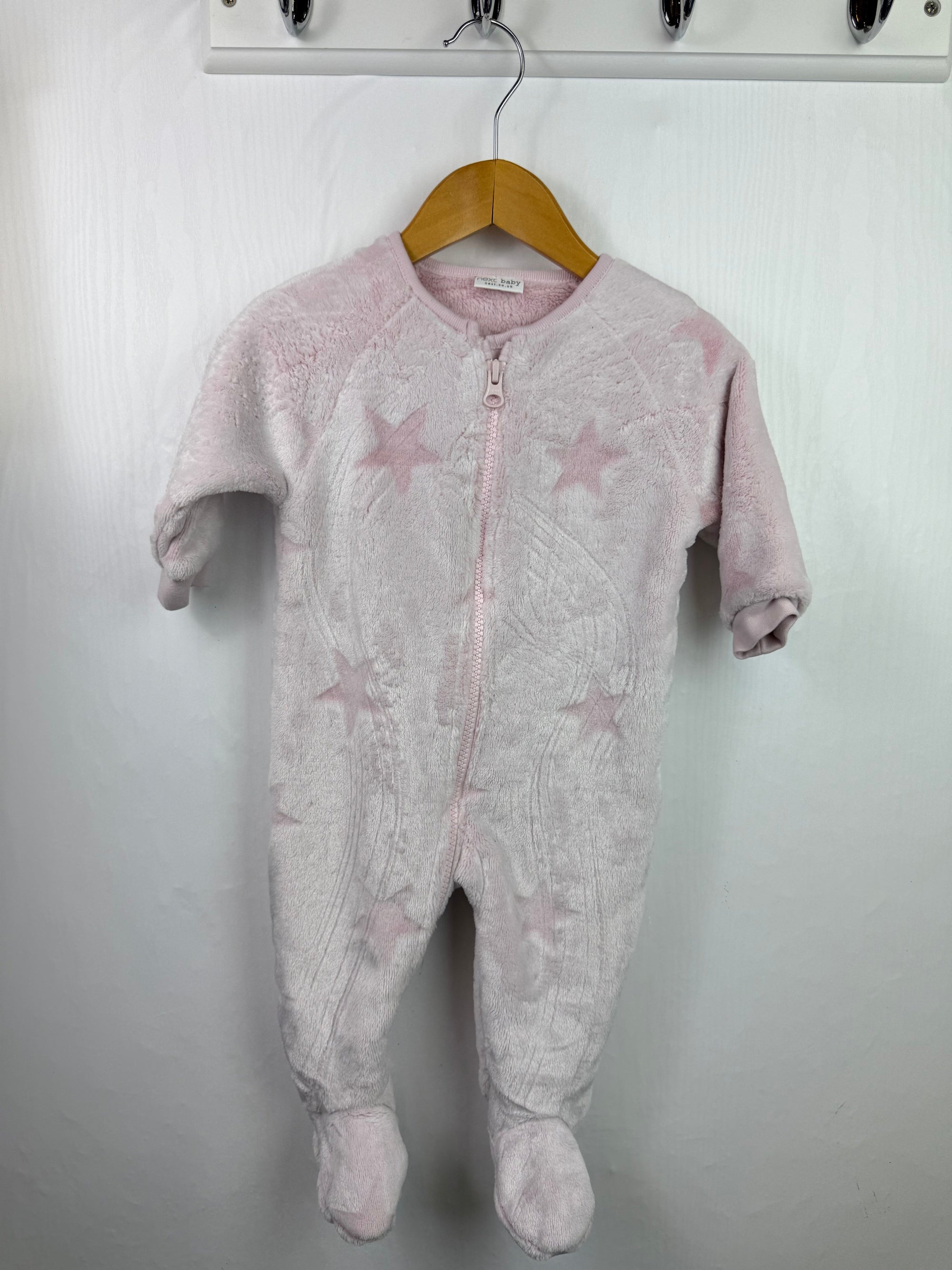 Next Pink Star Fluffy Sleepsuit - Baby Girls 3 - 6 Months - Little Ones Preloved. Second Hand Children's & Preloved Baby, Kids, Girls & Boys Clothes. UK online