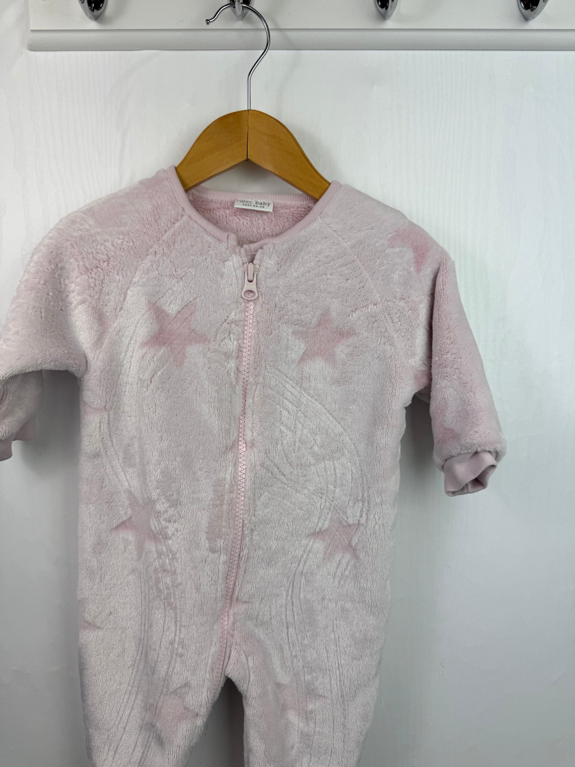 Next Pink Star Fluffy Sleepsuit - Baby Girls 3 - 6 Months - Little Ones Preloved. Second Hand Children's & Preloved Baby, Kids, Girls & Boys Clothes. UK online