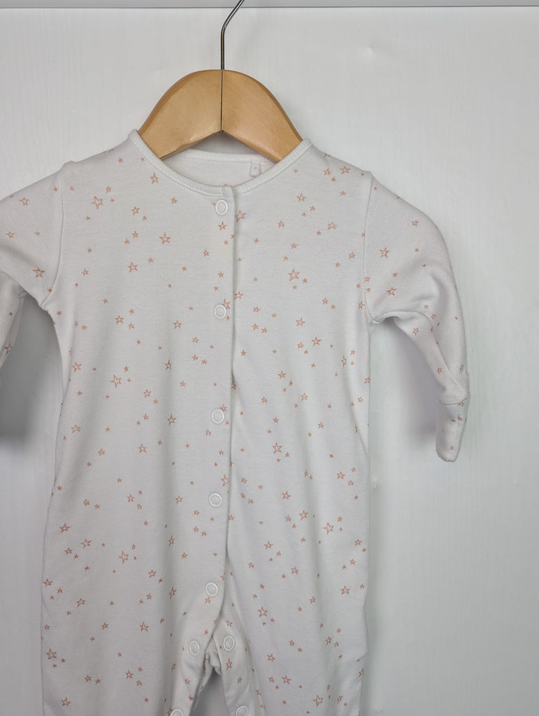 Next Pink Star Sleepsuit - Girls 0-3 Months Little Ones Preloved Used, Preloved, Preworn Baby, Girls & Boys Clothes. Kids & Children's second hand Clothing UK Online. Cheap affordable. Brands including Next, Joules, Nutmeg Morrisons, TU, F&F, H&M.