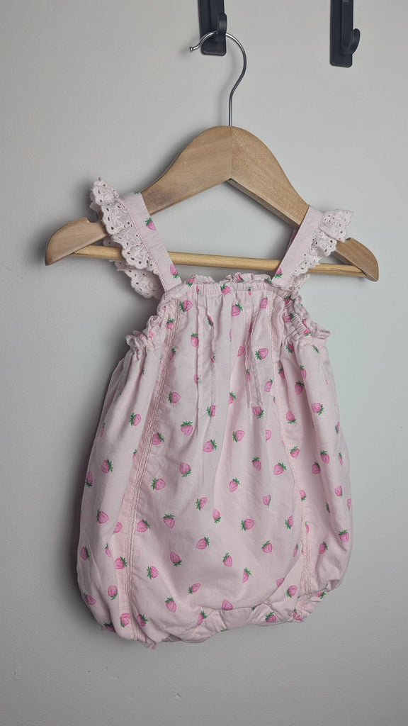 Next Pink Strawberry Eyelet Romper - Girls 0-3 Months Little Ones Preloved Used, Preloved, Preworn & Second Hand Baby, Kids & Children's Clothing UK Online. Cheap affordable. Brands including Next, Joules, Nutmeg Morrisons, TU, F&F, H&M.