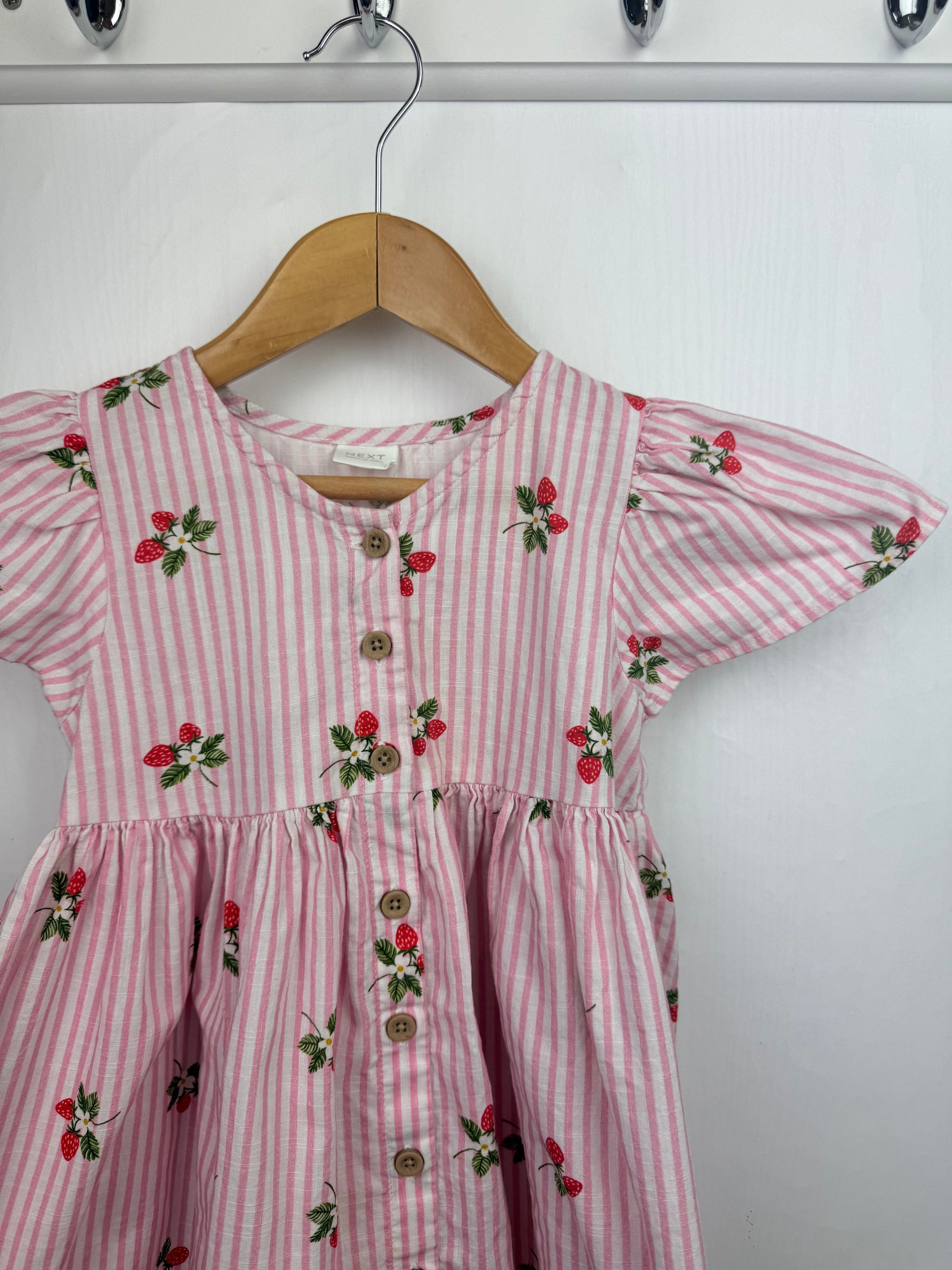 Next Pink Striped Strawberry Dress - Girls 3 - 4 Years - Little Ones Preloved. Second Hand Children's & Preloved Baby, Kids, Girls & Boys Clothes. UK online