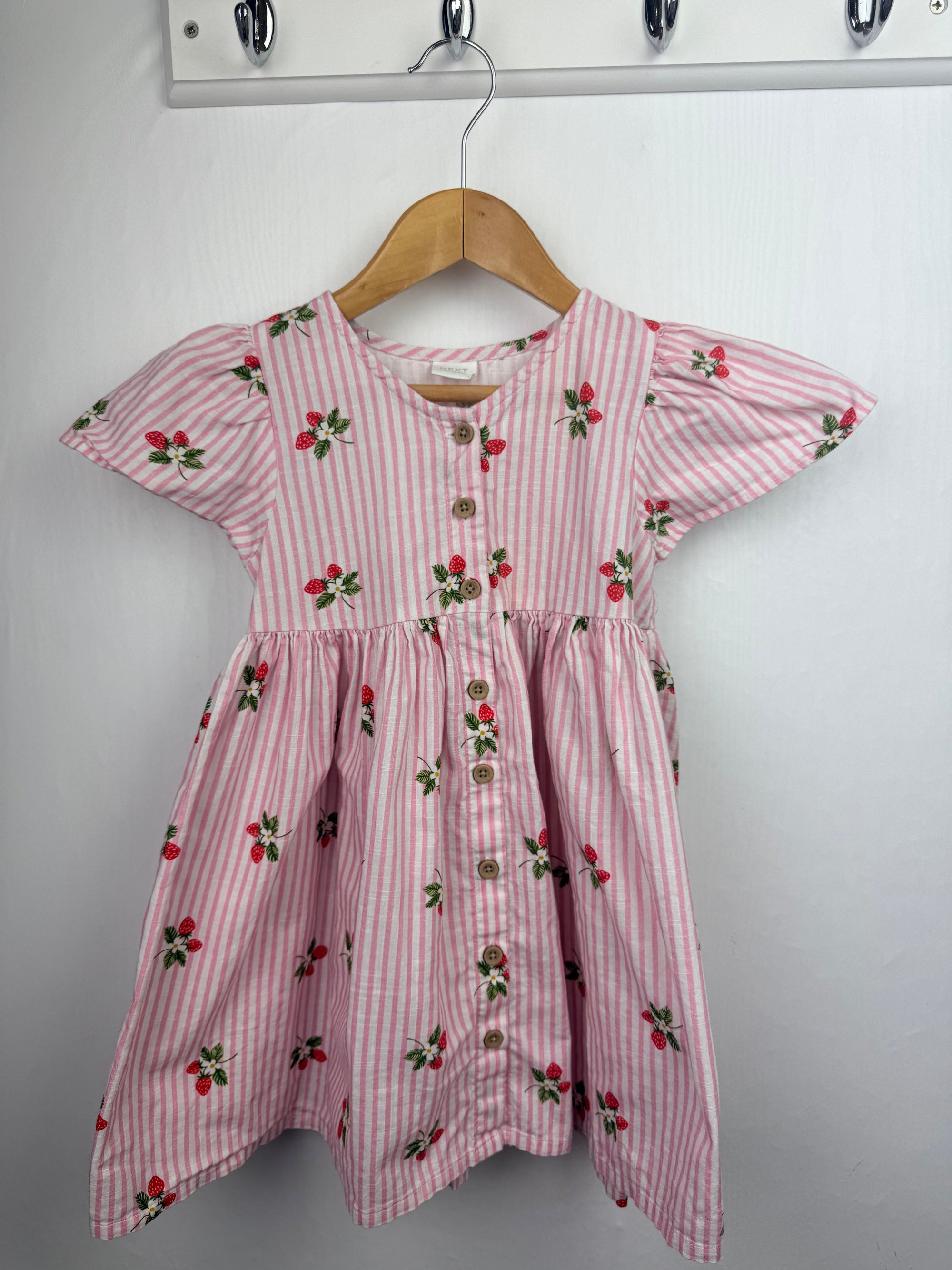 Next Pink Striped Strawberry Dress - Girls 3 - 4 Years - Little Ones Preloved. Second Hand Children's & Preloved Baby, Kids, Girls & Boys Clothes. UK online