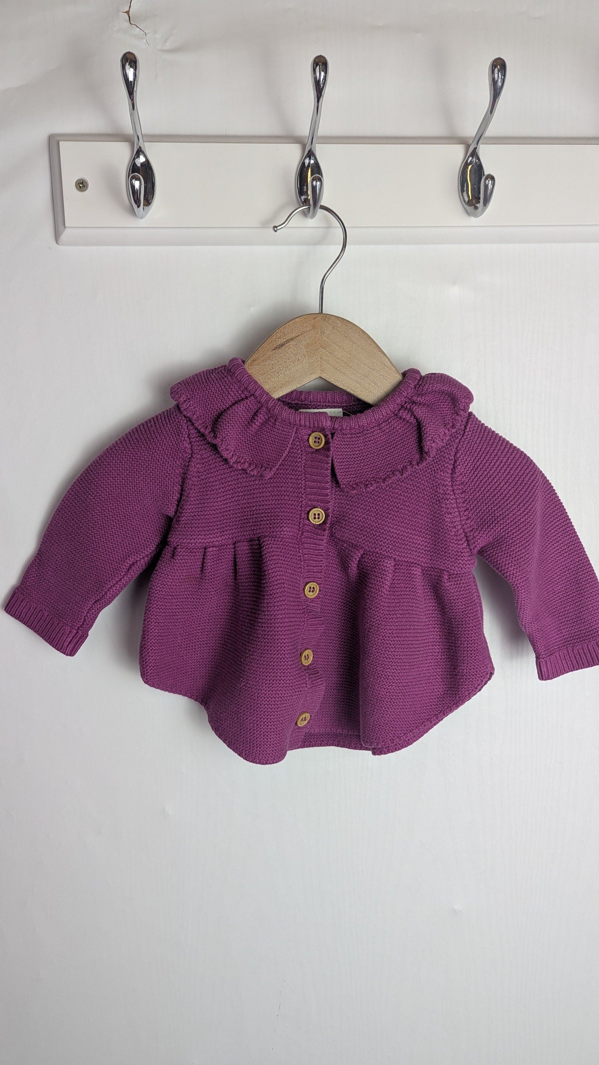 Next Purple Knit Cardigan - Girls 0 - 3 Months - Little Ones Preloved. Second Hand Children's & Preloved Baby, Kids, Girls & Boys Clothes. UK online