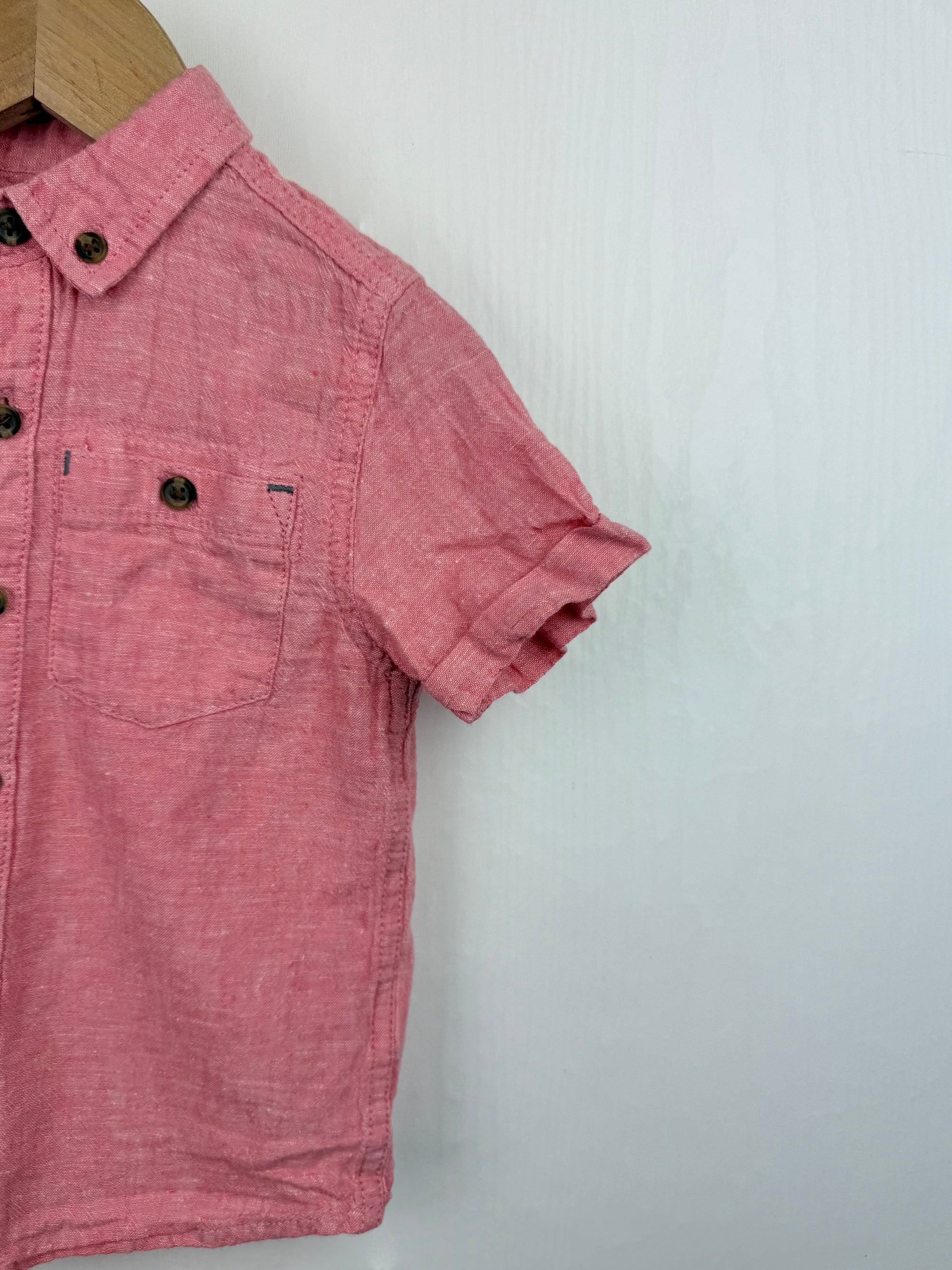 Next Red Cotton & Linen Shirt - Boys 18 - 24 Months - Little Ones Preloved. Second Hand Children's & Preloved Baby, Kids, Girls & Boys Clothes. UK online