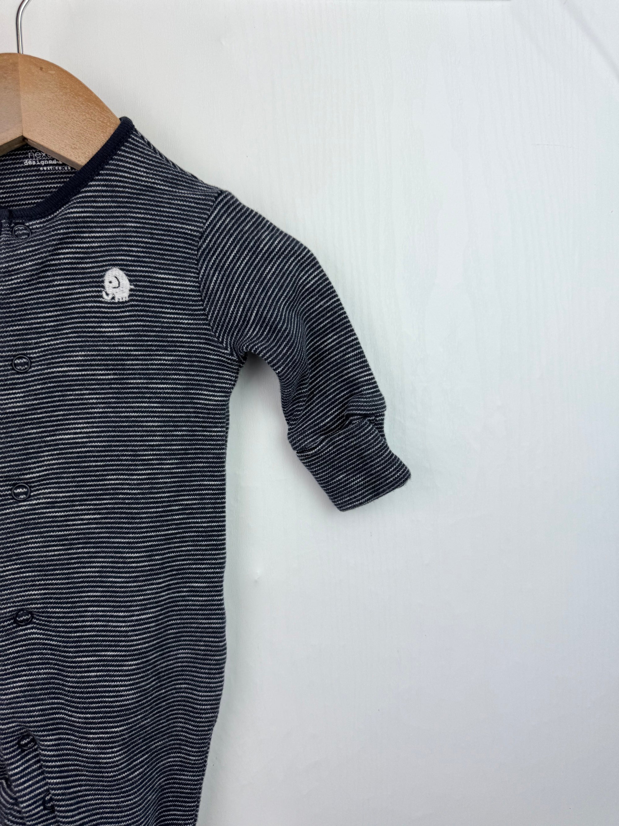 Next Striped Sleepsuit - Boys 0 - 3 Months - Little Ones Preloved. Second Hand Children's & Preloved Baby, Kids, Girls & Boys Clothes. UK online