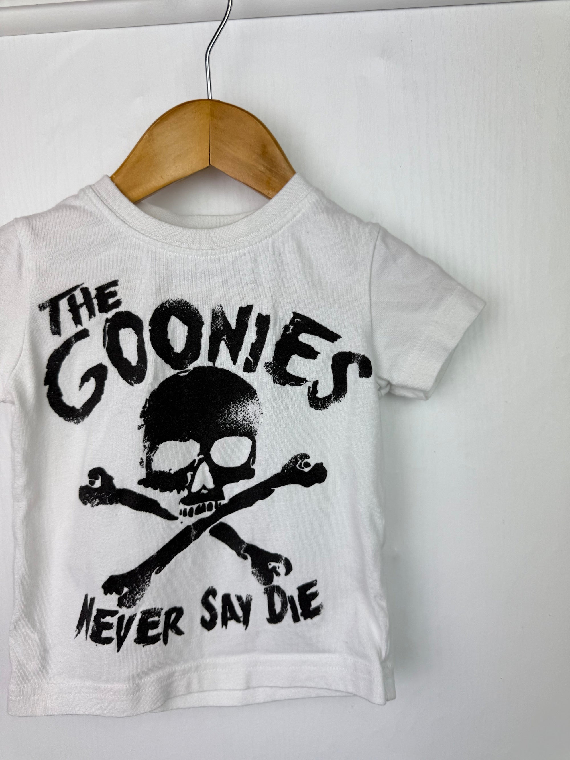 Next The Goonies White Top - Boys 3 - 6 Months - Little Ones Preloved. Second Hand Children's & Preloved Baby, Kids, Girls & Boys Clothes. UK online