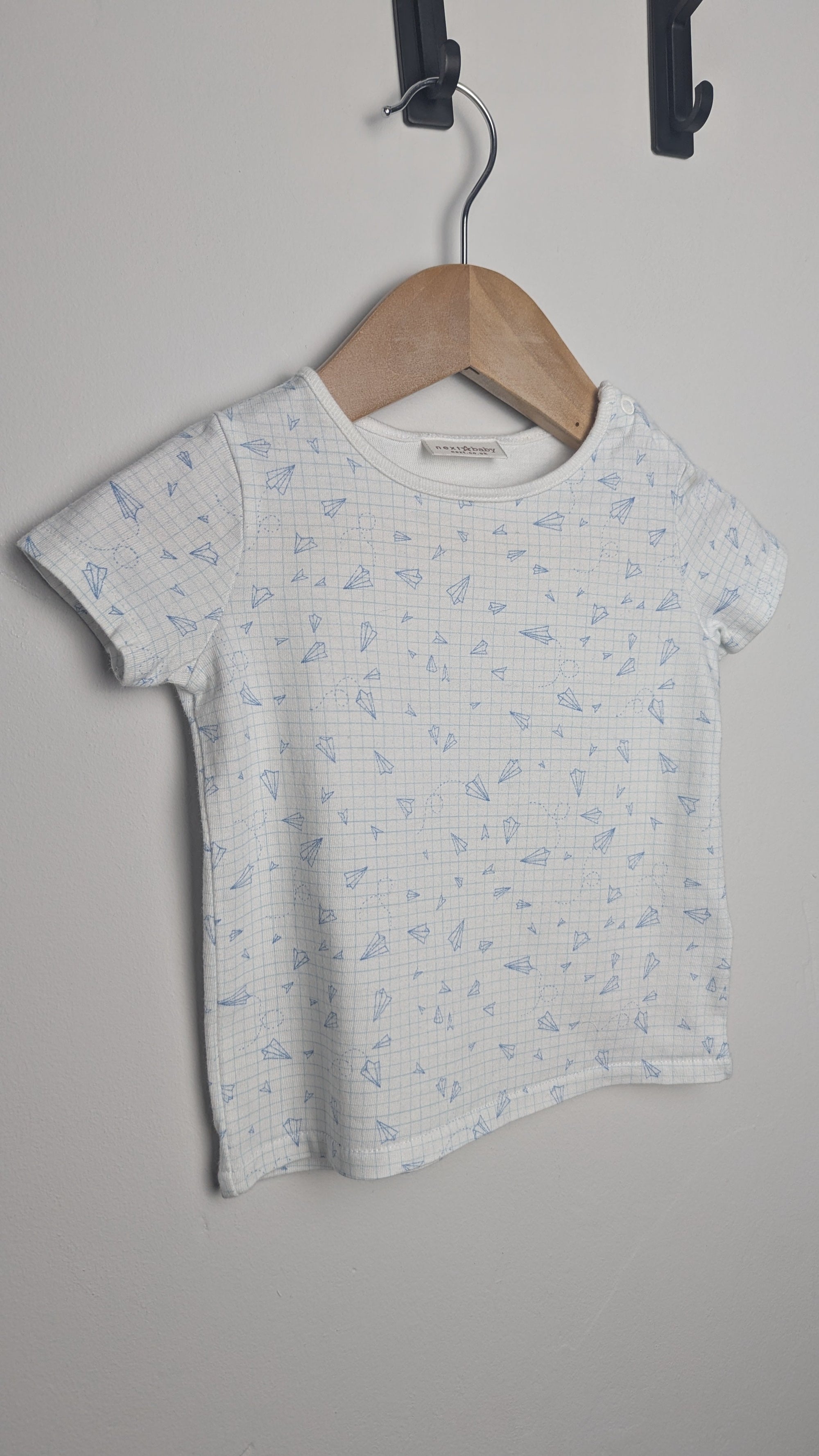 Next White & Blue Paper Planes Top - Boys 6 - 9 Months - Little Ones Preloved. Second Hand Children's & Preloved Baby, Kids, Girls & Boys Clothes. UK online
