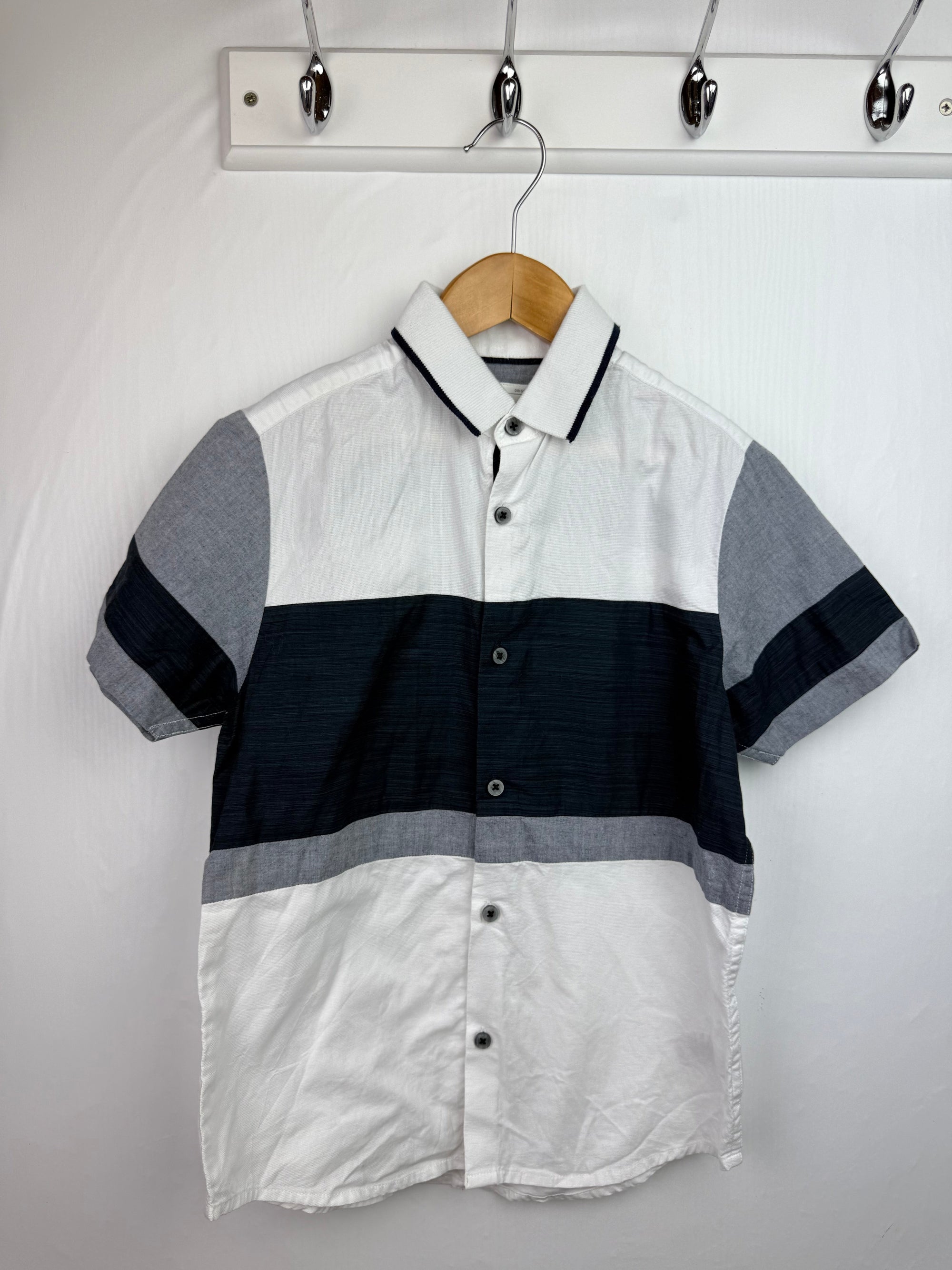 Next White & Grey Striped Shirt - Boys 8 Years - Little Ones Preloved. Second Hand Children's & Preloved Baby, Kids, Girls & Boys Clothes. UK online