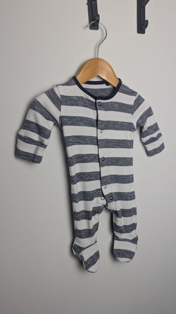 Next White & Navy Sleepsuit - Boys Newborn Little Ones Preloved Used, Preloved, Preworn & Second Hand Baby, Kids & Children's Clothing UK Online. Cheap affordable. Brands including Next, Joules, Nutmeg Morrisons, TU, F&F, H&M.