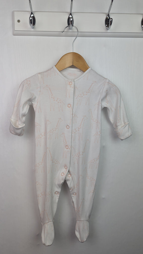 Next White & Pink Giraffe Sleepsuit - Girls 0-3 Months Little Ones Preloved Used, Preloved, Preworn & Second Hand Baby, Kids & Children's Clothing UK Online. Cheap affordable. Brands including Next, Joules, Nutmeg Morrisons, TU, F&F, H&M.