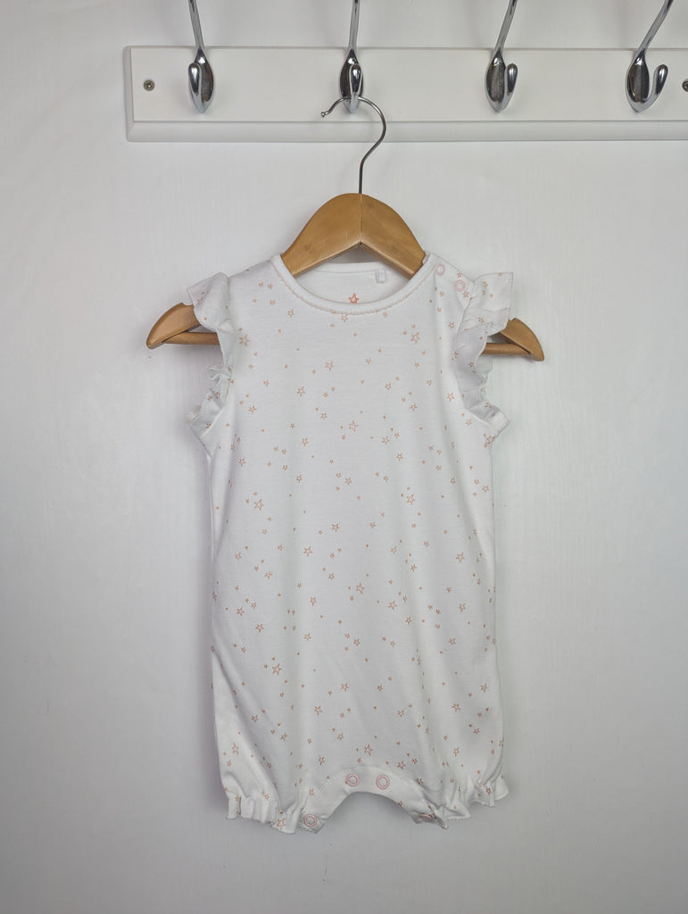 Next White Star Romper - Girls 3-6 Months Little Ones Preloved Used, Preloved, Preworn Baby, Girls & Boys Clothes. Kids & Children's second hand Clothing UK Online. Cheap affordable. Brands including Next, Joules, Nutmeg Morrisons, TU, F&F, H&M.