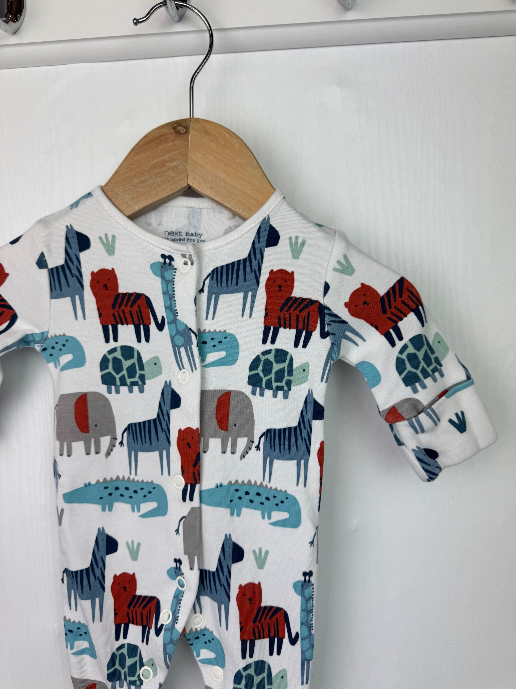 Next Zoo Animals Sleepsuit - Boys Newborn - Little Ones Preloved. Second Hand Children's & Preloved Baby, Kids, Girls & Boys Clothes. UK online