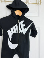 Nike Black Zip Footless Romper - Baby 3 Months - Little Ones Preloved. Second Hand Children's & Preloved Baby, Kids, Girls & Boys Clothes. UK online