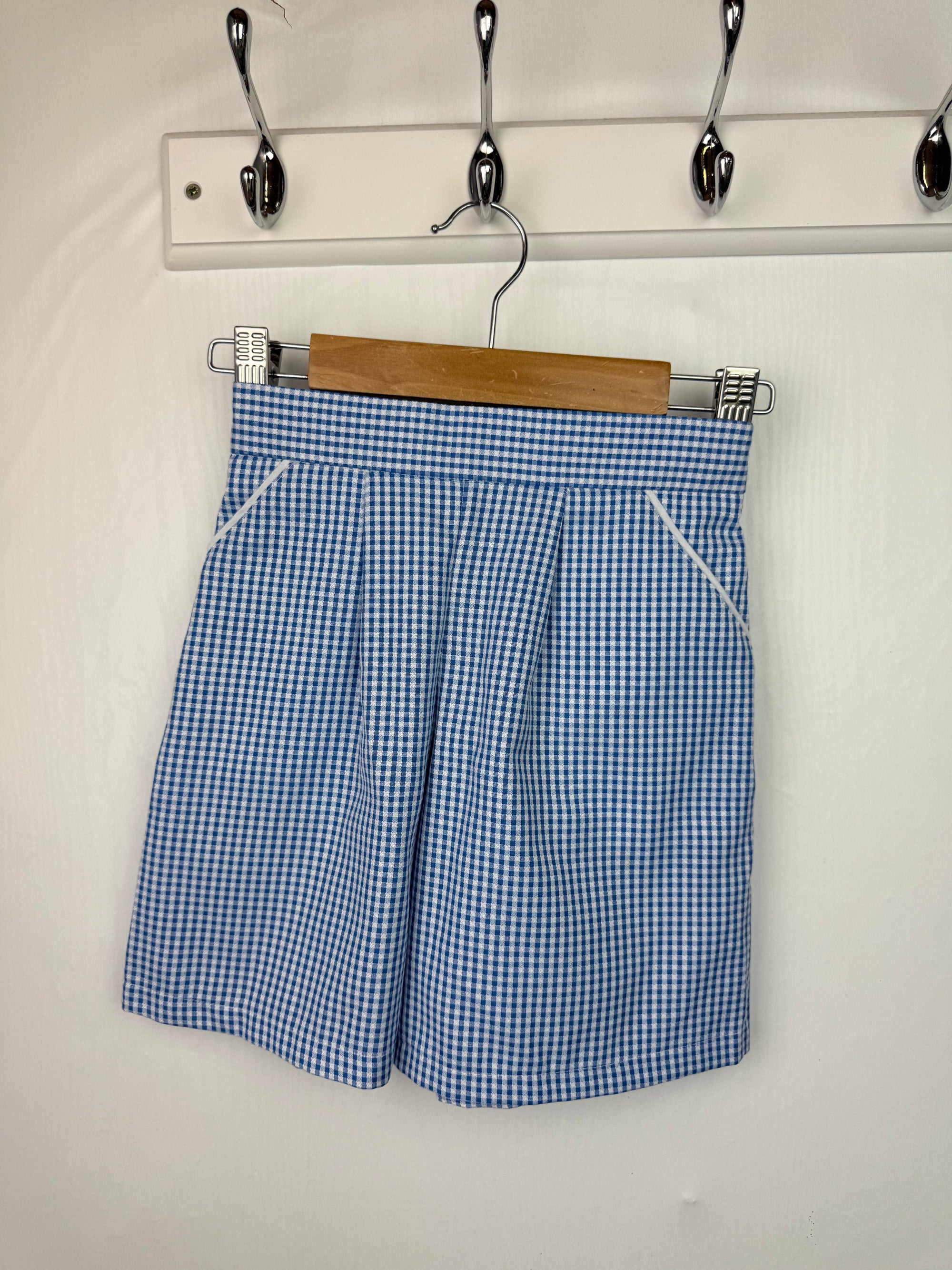 Nutmeg Blue Checked School Summer Shorts - Girls 4 - 5 Years - Little Ones Preloved. Second Hand Children's & Preloved Baby, Kids, Girls & Boys Clothes. UK online