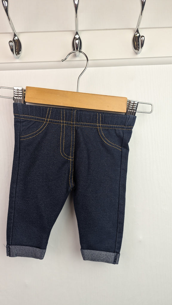 Nutmeg Blue Jeggings - Unisex 0-1 Months Nutmeg Used, Preloved, Preworn Baby, Girls & Boys Clothes. Kids & Children's second hand Clothing UK Online. Cheap affordable. Brands including Next, Joules, Nutmeg Morrisons, TU, F&F, H&M.