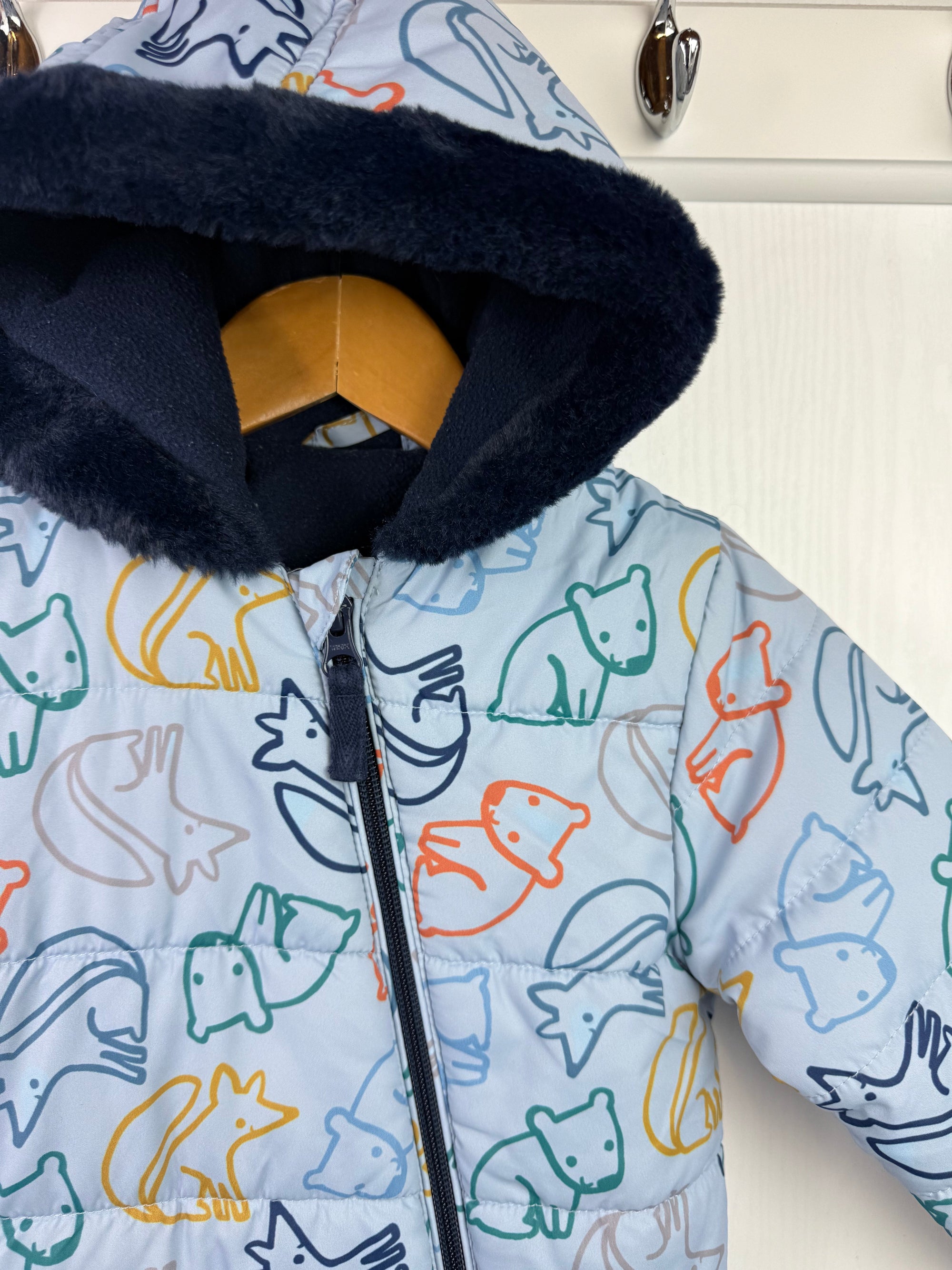Nutmeg Blue Padded Pramsuit - Boys 6 - 9 Months - Little Ones Preloved. Second Hand Children's & Preloved Baby, Kids, Girls & Boys Clothes. UK online
