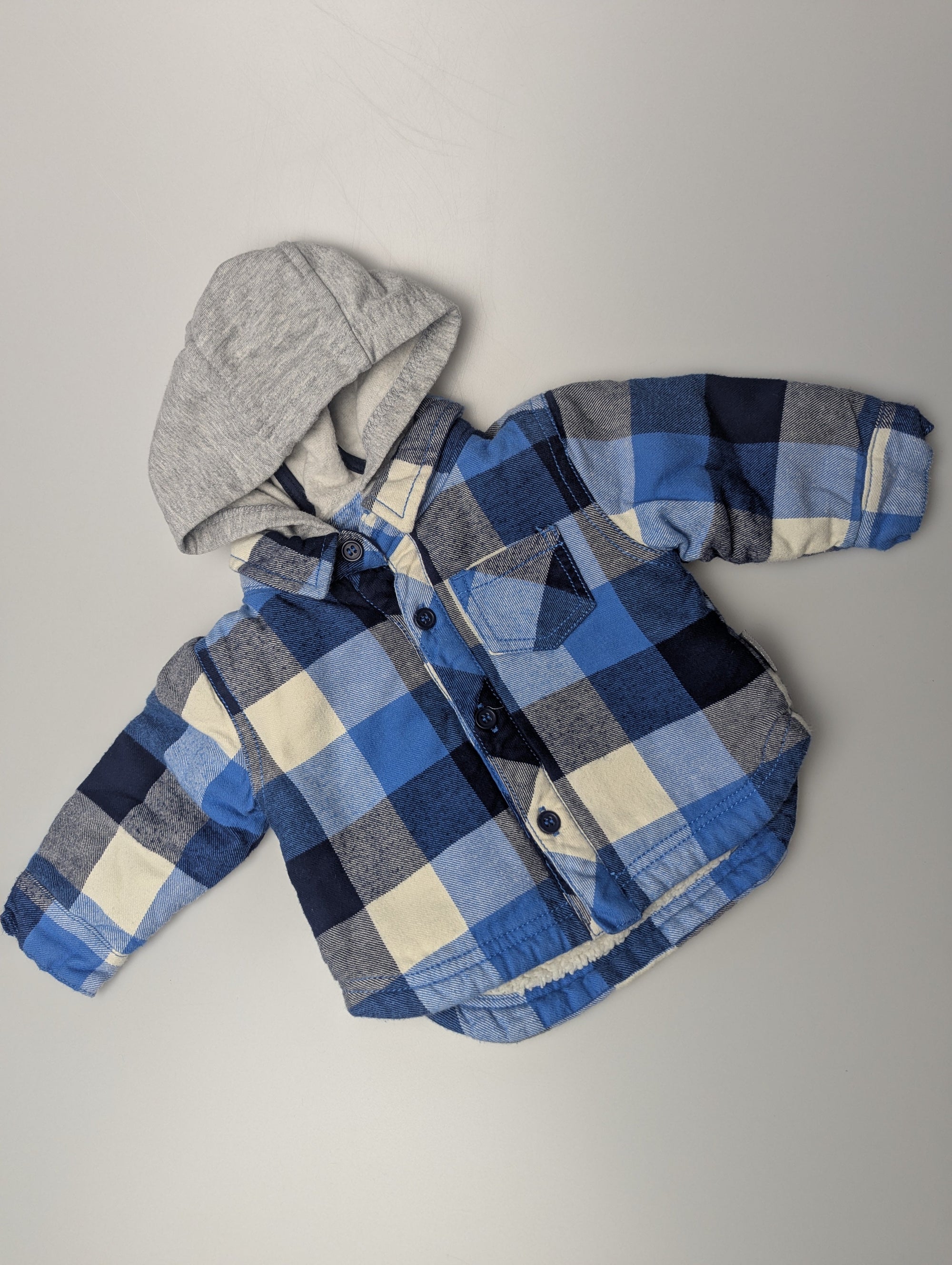 Nutmeg Blue Plaid Shacket - Boys 0 - 3 Months - Little Ones Preloved. Second Hand Children's & Preloved Baby, Kids, Girls & Boys Clothes. UK online