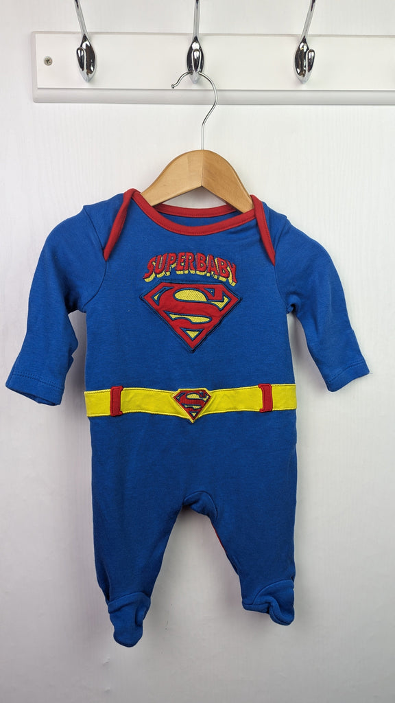 Nutmeg Blue Super Baby Sleepsuit - Boys Newborn Little Ones Preloved Used, Preloved, Preworn & Second Hand Baby, Kids & Children's Clothing UK Online. Cheap affordable. Brands including Next, Joules, Nutmeg Morrisons, TU, F&F, H&M.