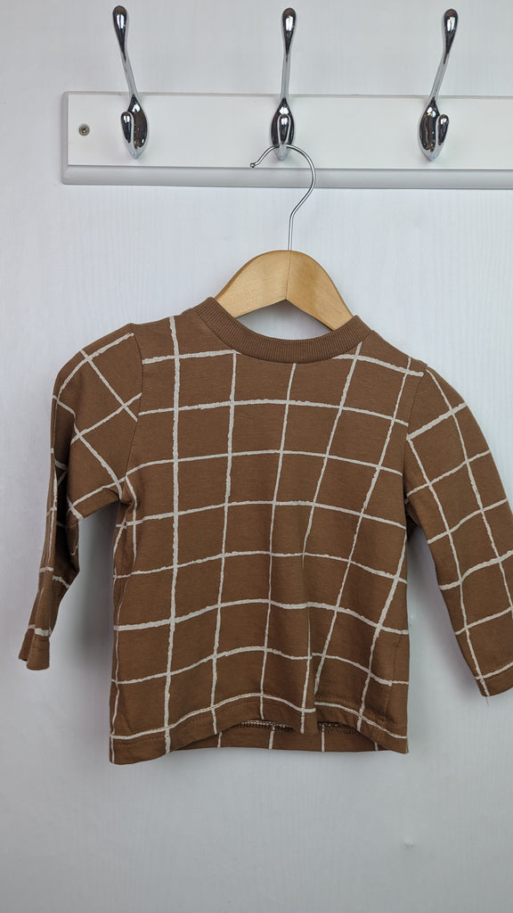 Nutmeg Brown Check Long Sleeve Top - Boys 6-9 Months Nutmeg Used, Preloved, Preworn & Second Hand Baby, Kids & Children's Clothing UK Online. Cheap affordable. Brands including Next, Joules, Nutmeg Morrisons, TU, F&F, H&M.