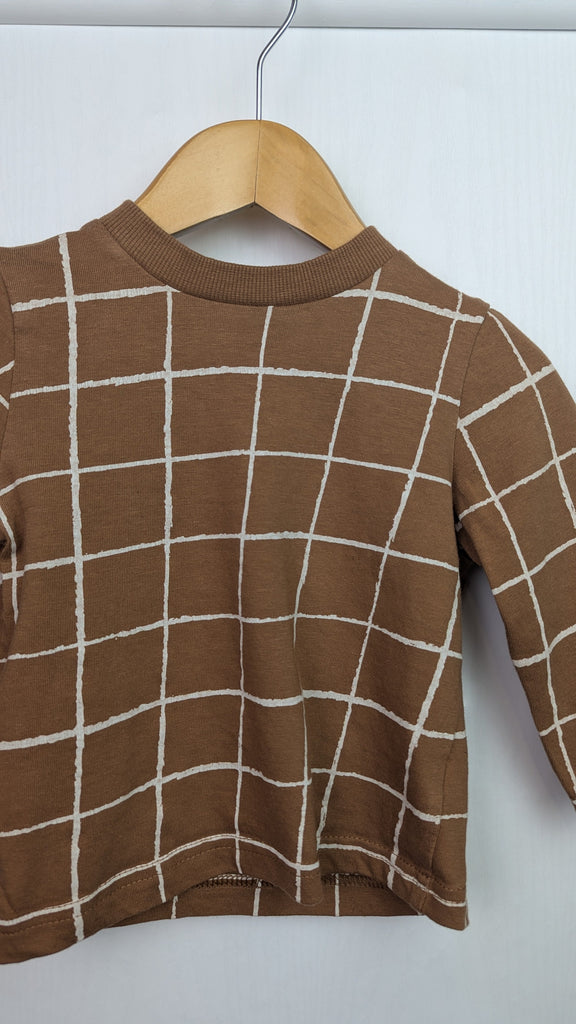 Nutmeg Brown Check Long Sleeve Top - Boys 6-9 Months Nutmeg Used, Preloved, Preworn & Second Hand Baby, Kids & Children's Clothing UK Online. Cheap affordable. Brands including Next, Joules, Nutmeg Morrisons, TU, F&F, H&M.