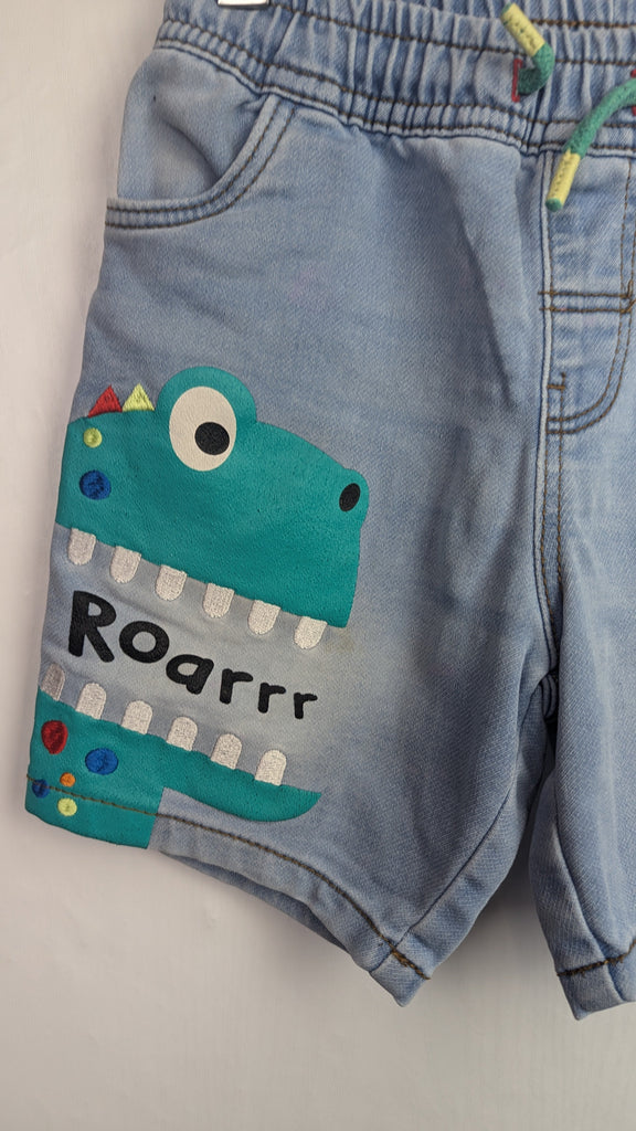 Nutmeg Denim Dinosaur Shorts- Boys 3-4 Years Little Ones Preloved Used, Preloved, Preworn & Second Hand Baby, Kids & Children's Clothing UK Online. Cheap affordable. Brands including Next, Joules, Nutmeg Morrisons, TU, F&F, H&M.