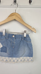 Nutmeg Denim Floral Skirt with Knickers - Baby Girls 6 - 9 Months - Little Ones Preloved. Second Hand Children's & Preloved Baby, Kids, Girls & Boys Clothes. UK online
