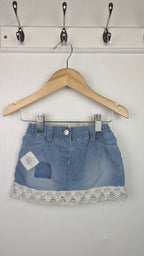 Nutmeg Denim Floral Skirt with Knickers - Baby Girls 6 - 9 Months - Little Ones Preloved. Second Hand Children's & Preloved Baby, Kids, Girls & Boys Clothes. UK online
