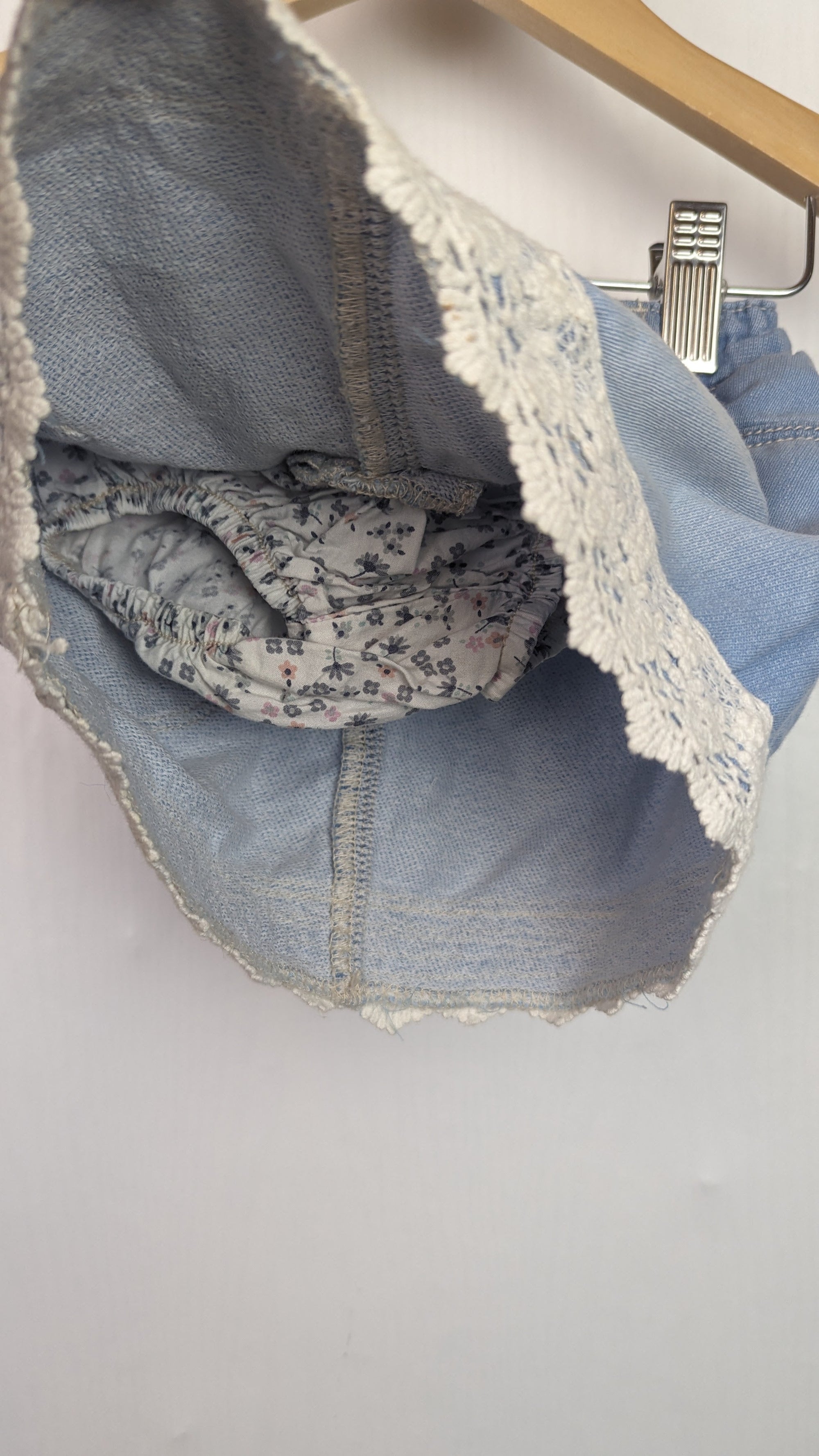 Nutmeg Denim Floral Skirt with Knickers - Baby Girls 6 - 9 Months - Little Ones Preloved. Second Hand Children's & Preloved Baby, Kids, Girls & Boys Clothes. UK online