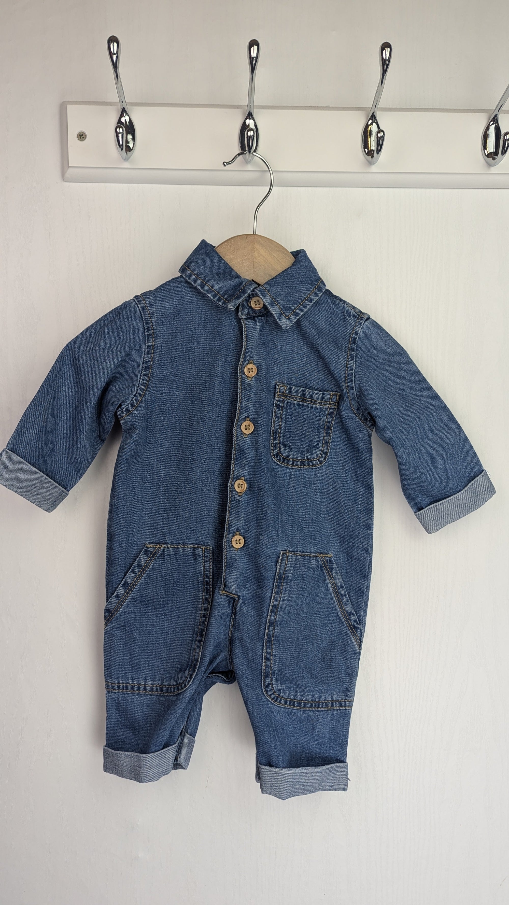 Nutmeg Denim Romper - Unisex Baby 0 - 3 Months - Little Ones Preloved. Second Hand Children's & Preloved Baby, Kids, Girls & Boys Clothes. UK online