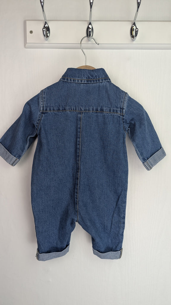 Nutmeg Denim Romper - Unisex Baby 0-3 Months Nutmeg Used, Preloved, Preworn & Second Hand Baby, Kids & Children's Clothing UK Online. Cheap affordable. Brands including Next, Joules, Nutmeg Morrisons, TU, F&F, H&M.