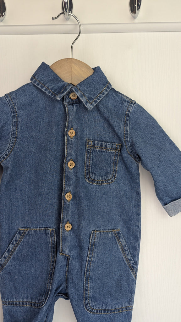 Nutmeg Denim Romper - Unisex Baby 0-3 Months Nutmeg Used, Preloved, Preworn & Second Hand Baby, Kids & Children's Clothing UK Online. Cheap affordable. Brands including Next, Joules, Nutmeg Morrisons, TU, F&F, H&M.