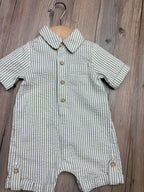 Nutmeg Green Striped Romper - Boys Newborn - Little Ones Preloved. Second Hand Children's & Preloved Baby, Kids, Girls & Boys Clothes. UK online