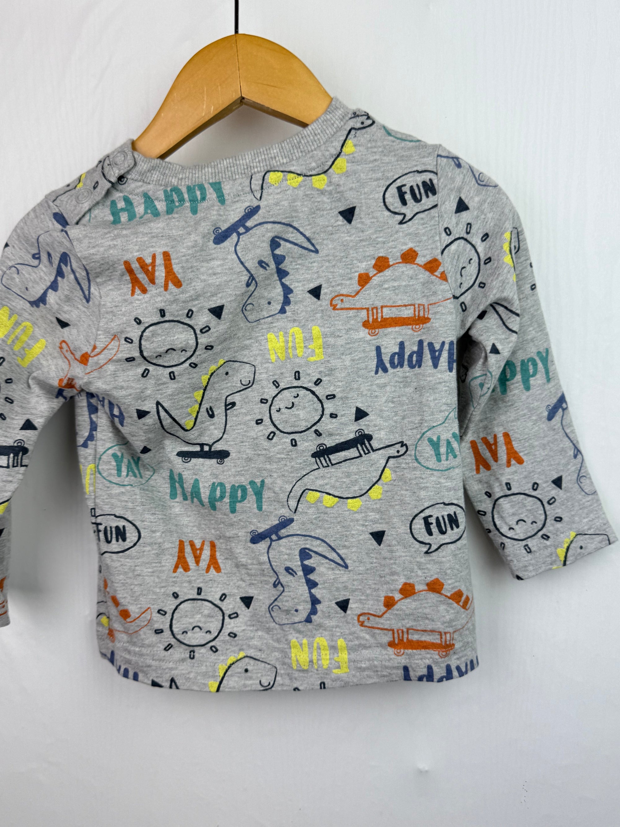 Nutmeg Grey Dinosaur Long Sleeve Top - Boys 9 - 12 Months - Little Ones Preloved. Second Hand Children's & Preloved Baby, Kids, Girls & Boys Clothes. UK online