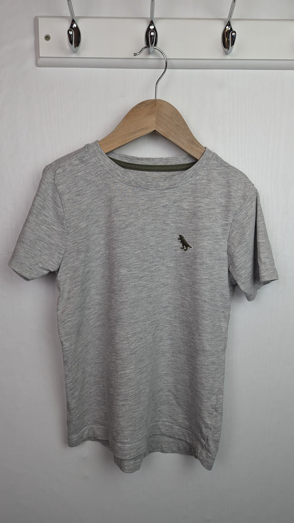 Nutmeg Grey Dinosaur Short Sleeve Top - Boys 7-8 Years Little Ones Preloved Used, Preloved, Preworn Baby, Girls & Boys Clothes. Kids & Children's second hand Clothing UK Online. Cheap affordable. Brands including Next, Joules, Nutmeg Morrisons, TU, F&F, H&M.