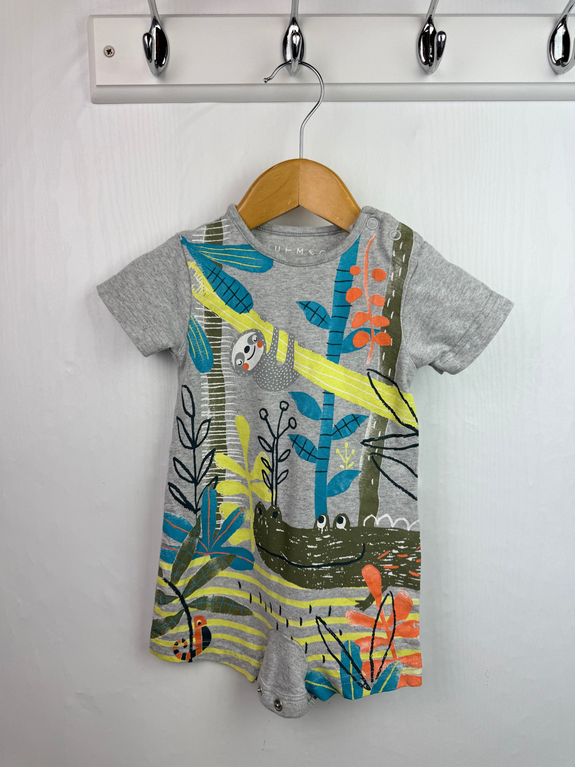 Nutmeg Grey Jungle Romper - Boys 0 - 3 Months - Little Ones Preloved. Second Hand Children's & Preloved Baby, Kids, Girls & Boys Clothes. UK online