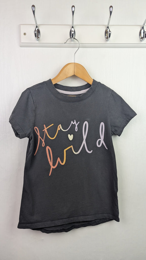 Nutmeg Grey 'Stay Wild' Top - Girls 7-8 Years Little Ones Preloved Used, Preloved, Preworn & Second Hand Baby, Kids & Children's Clothing UK Online. Cheap affordable. Brands including Next, Joules, Nutmeg Morrisons, TU, F&F, H&M.