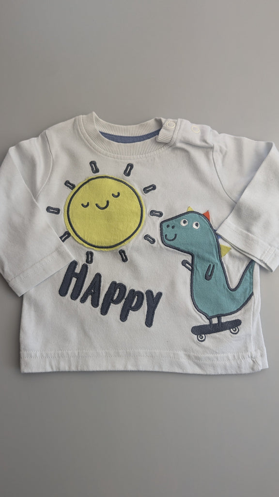 Nutmeg Happy Dinosaur Top - Boys 0-3 Months Nutmeg Used, Preloved, Preworn & Second Hand Baby, Kids & Children's Clothing UK Online. Cheap affordable. Brands including Next, Joules, Nutmeg Morrisons, TU, F&F, H&M.